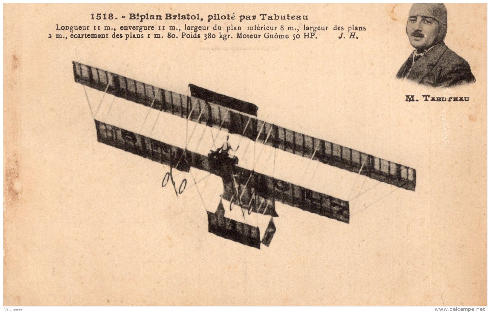 V8991 Cpa Aviation -   Biplan Bristol Piloté Par Tabuteau - Aviateurs