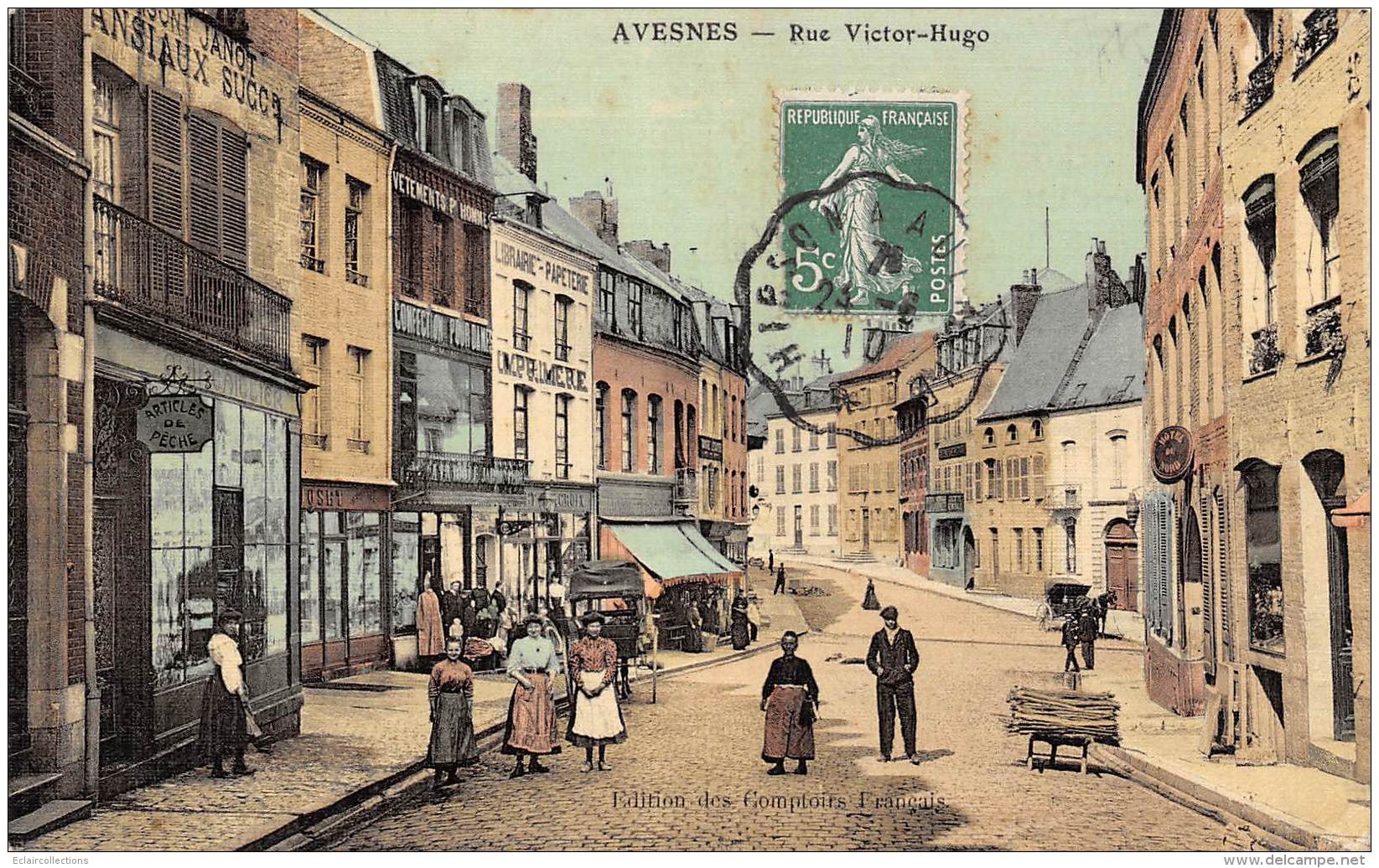 Avesnes     59       Rue Victor-Hugo.     Edition Des Comptoirs Français                  (Voir Scan) - Avesnes Sur Helpe