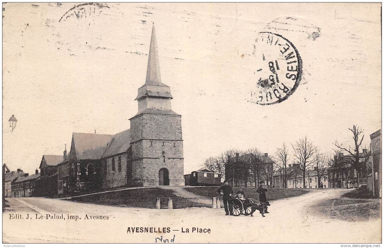 Avesnelles    59       La Place   -  Attelage De Chiens -           (Voir Scan) - Sonstige & Ohne Zuordnung