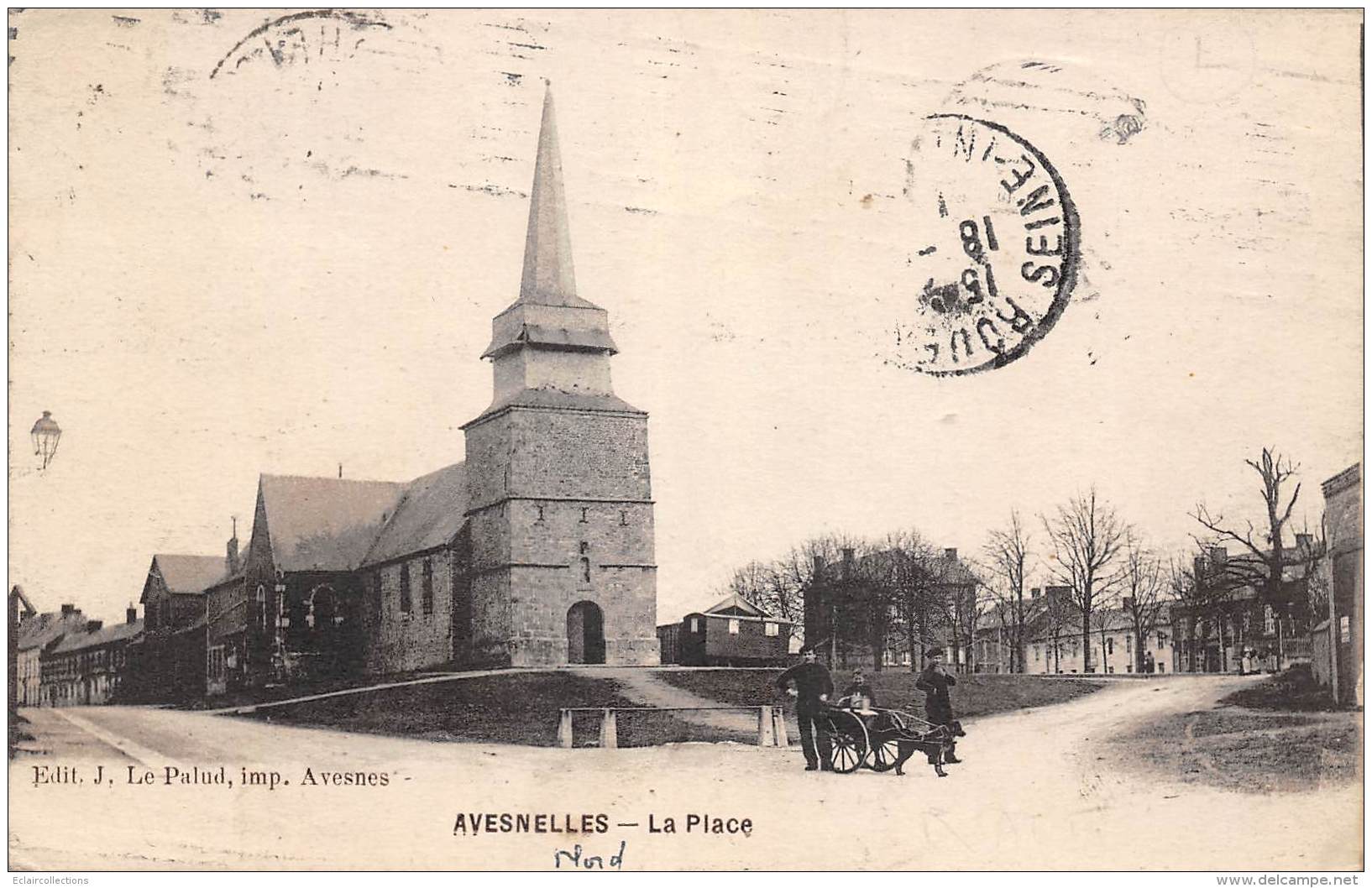 Avesnelles    59       La Place   -  Attelage De Chiens -           (Voir Scan) - Andere & Zonder Classificatie