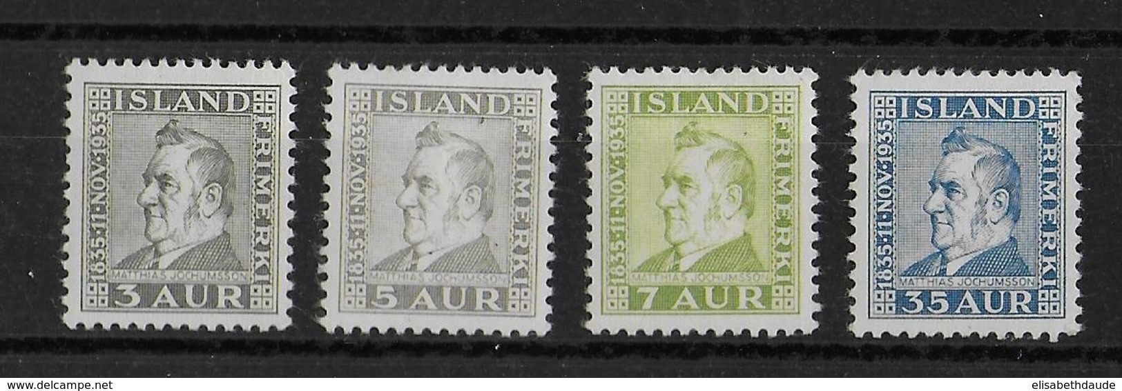 ISLANDE - 1935 - YVERT N° 160/163 * MH  - COTE = 35 EURO - Ungebraucht