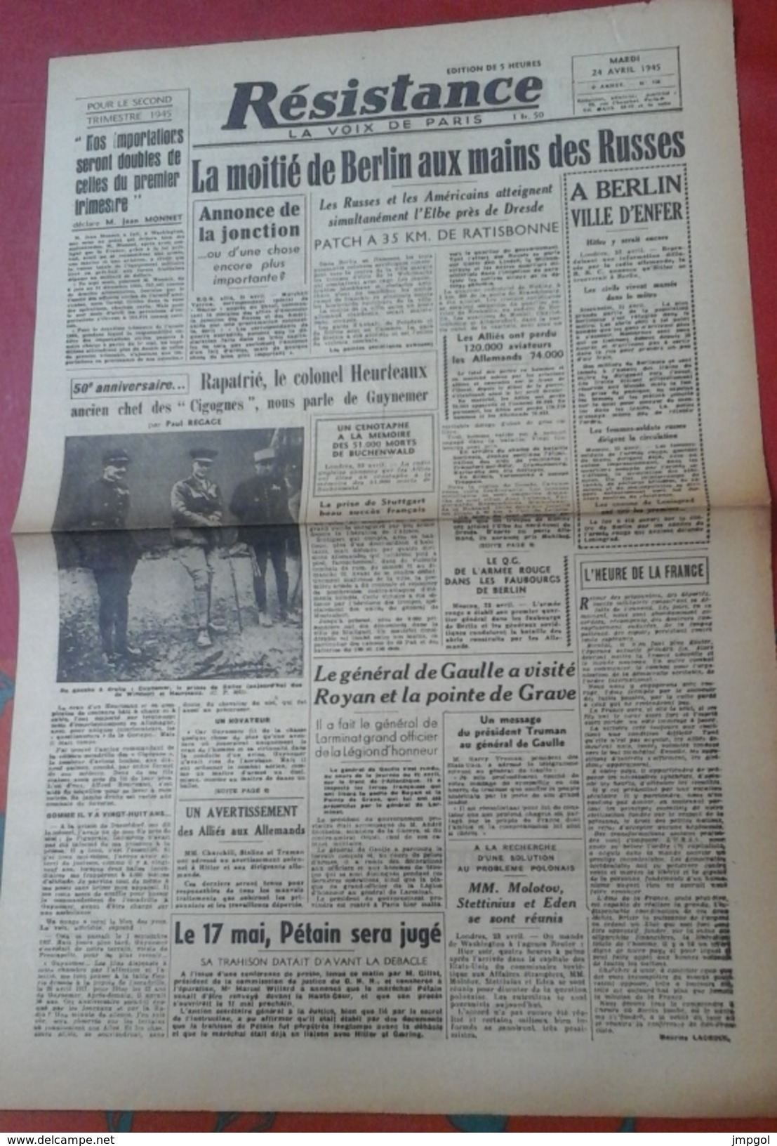 Seconde Guerre Mondiale Journal Résistance 24 Avril 1945 Bataille De Berlin - Altri & Non Classificati