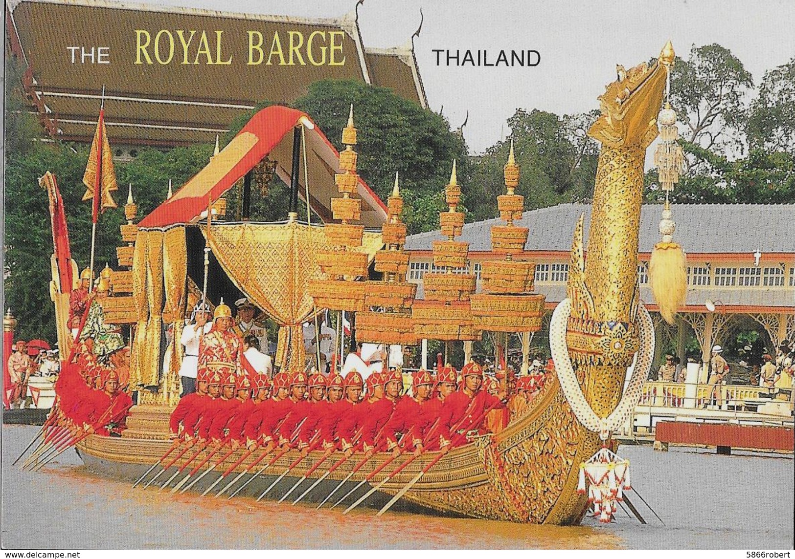 CARTE POSTALE 10CM/15CM ORIGINALE : BANGKOK 2006 LA BARGE ROYALE SUR LE FLEUVE CHAOS POUR LES 60 ANS DU ROI DE THAILANDE - Tailandia