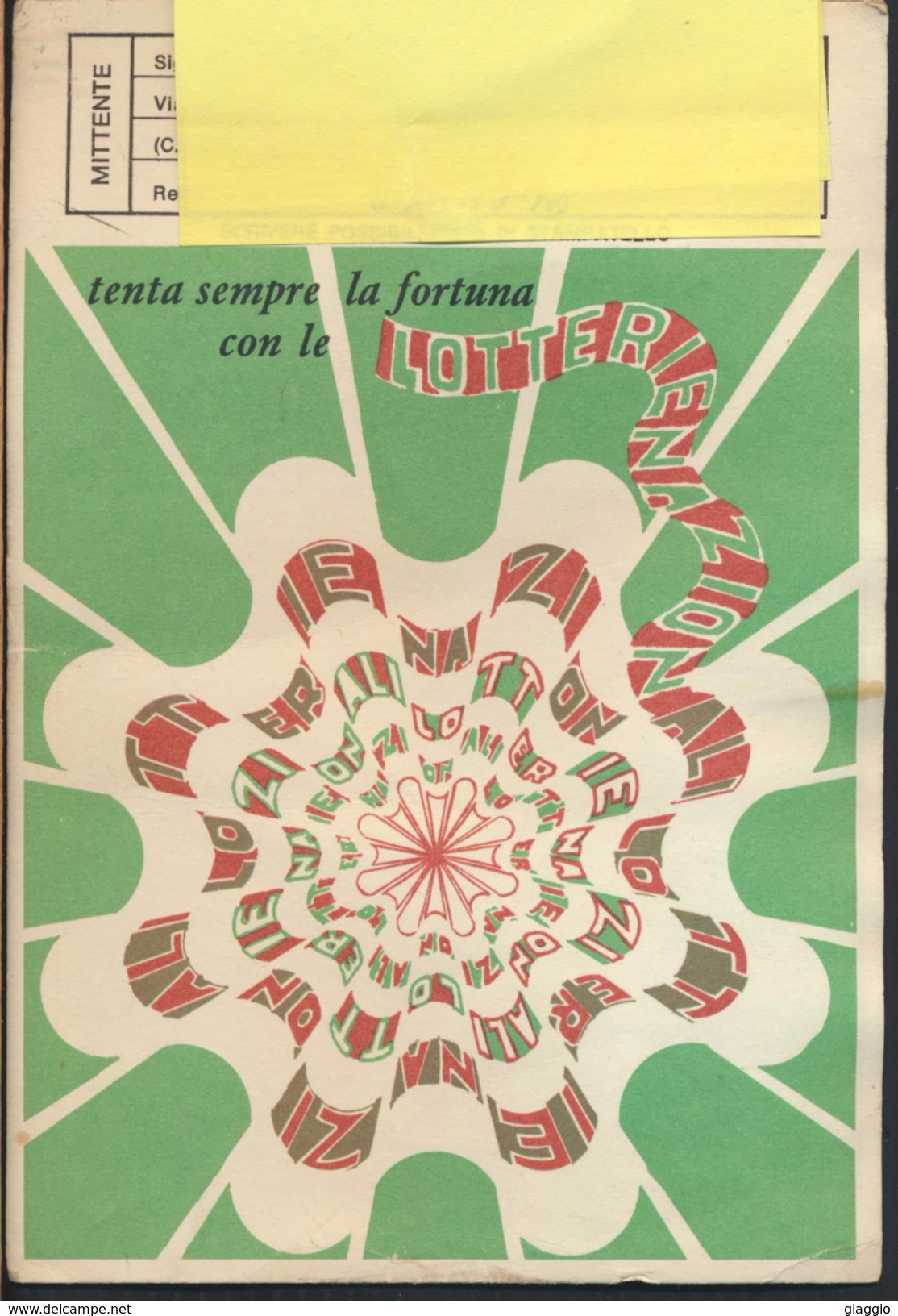 °°° CARTOLINA LOTTERIA 1980 - AFFRANCATURA MISTA  CON FRANCOBOLLI TUBERCOLOSI  °°° - Biglietti Della Lotteria