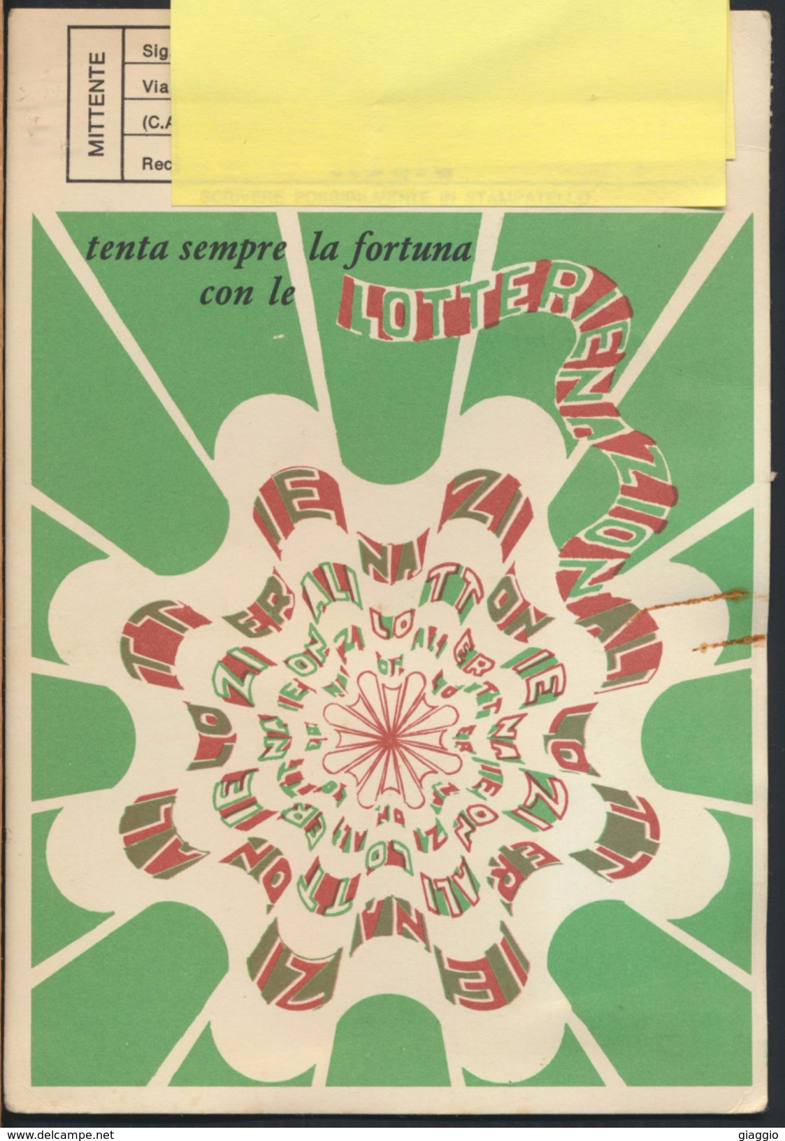 °°° CARTOLINA LOTTERIA 1980 - AFFRANCATURA MISTA  CON FRANCOBOLLI TUBERCOLOSI  °°° - Biglietti Della Lotteria