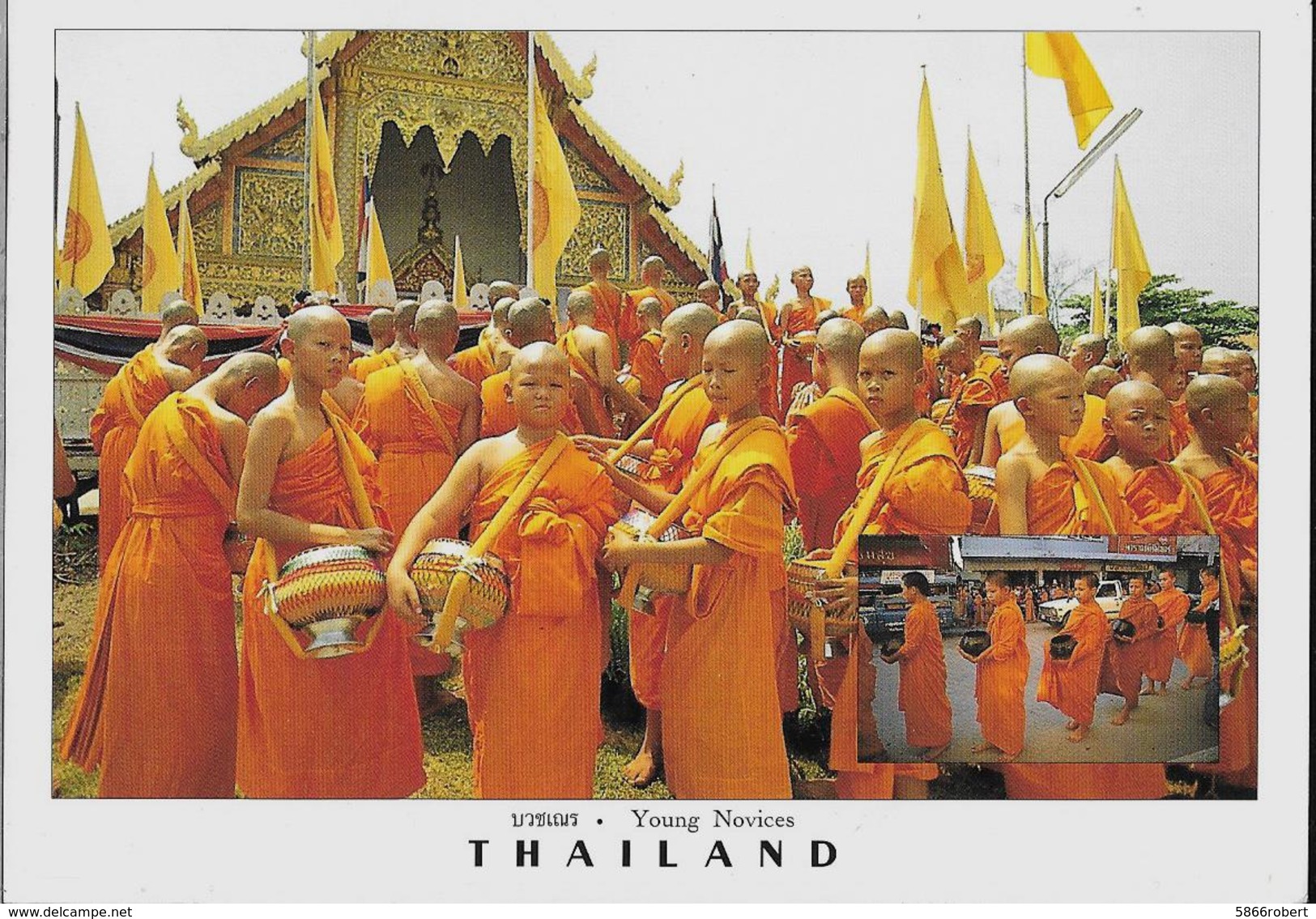 CARTE POSTALE 10CM/15CM ORIGINALE : CHIANG MAI LES JEUNES NOVICES BOUDDHISTES EN VACANCES D'ETE THAILANDE - Tailandia