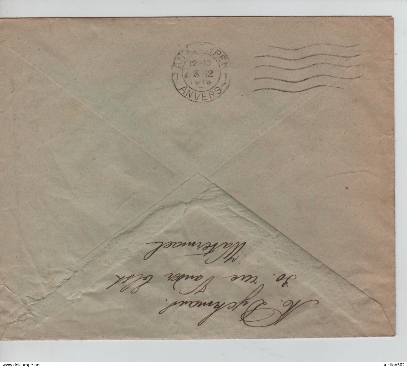 Lettre De Fortune En Port Payé Griffe écrite De Watermael V.Anvers C.d'arrivée 3/12/1918 PR 4560 - Fortune Cancels (1919)