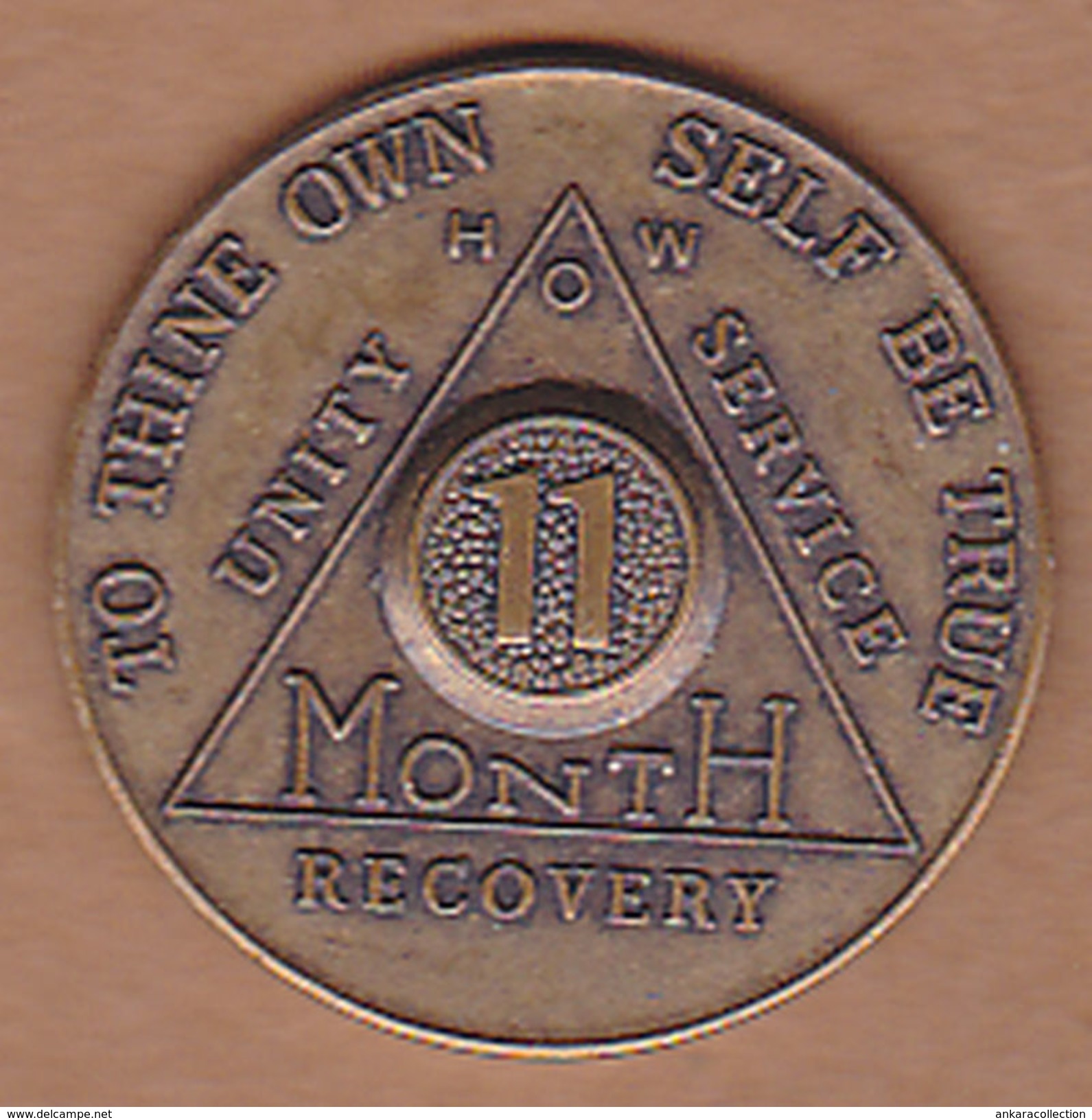 AC - AA ALCHOLICS ANONYMOUS 11 MONTH RECOVERY SOBRIETY  MADE IN USA CHALLANGE COIN - Other & Unclassified