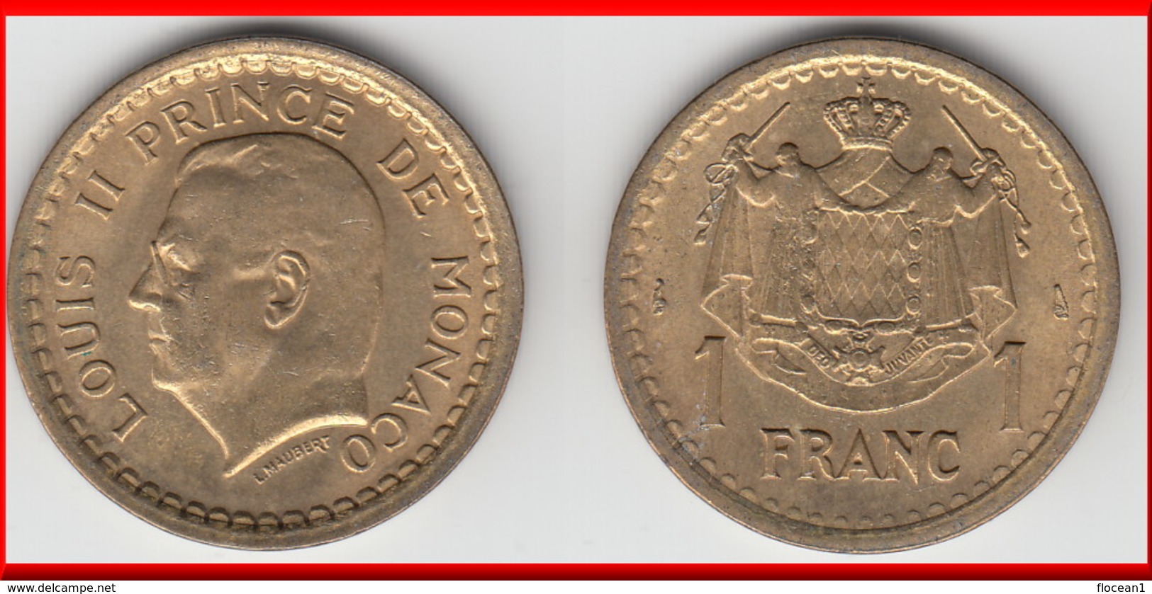 QUALITE **** MONACO - 1 FRANC (1945) - SANS DATE - LOUIS II - BRONZE-ALUMINIUM **** EN ACHAT IMMEDIAT !!! - 1922-1949 Louis II