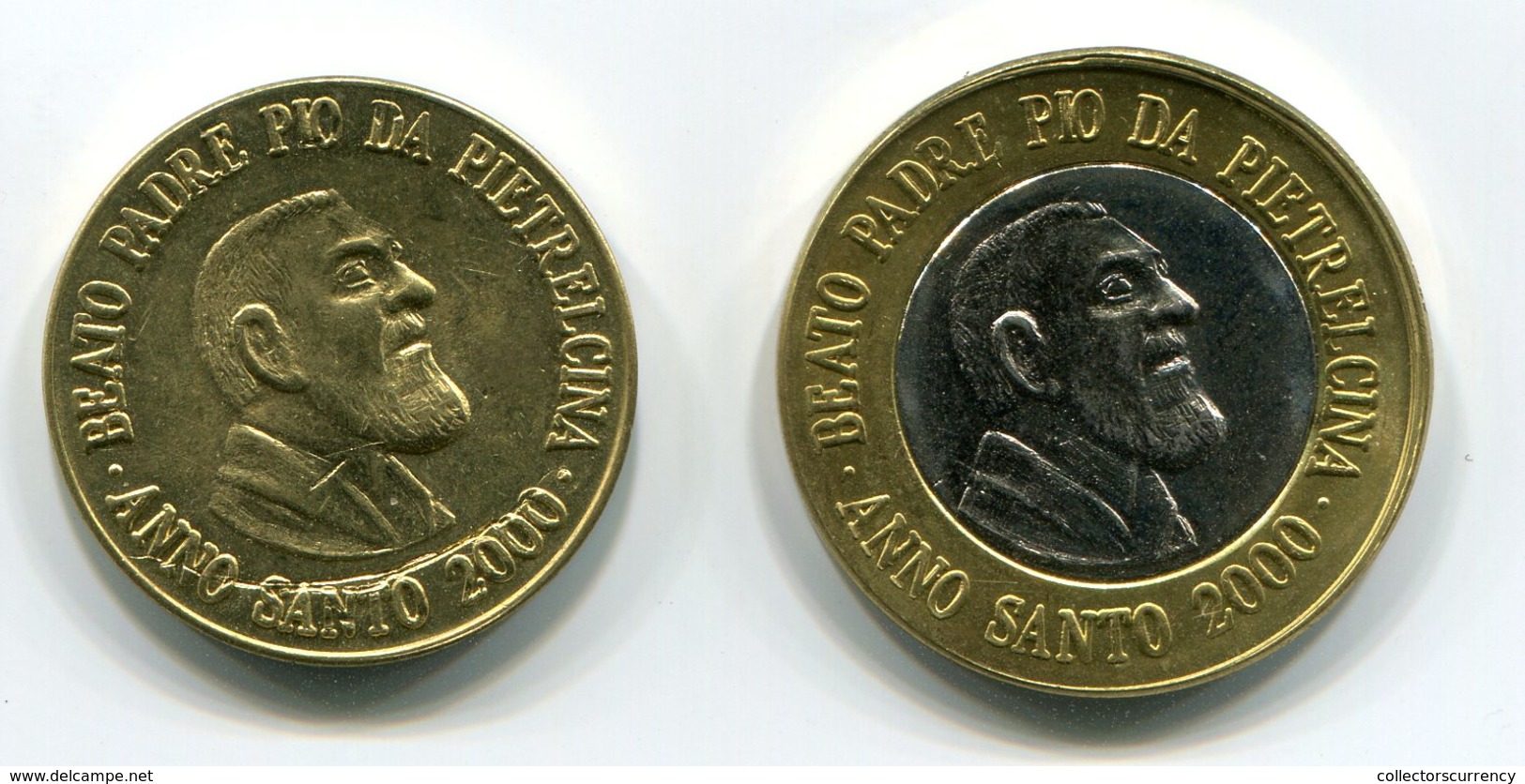 PADRE PIO YEAR 2000 1 EURO + 50 Cents (2) TEST TRIAL ESSAI PROBE - SUPER RARE - UNC - BEATO PADRE PIO DA PIETRELCINA - Altri & Non Classificati