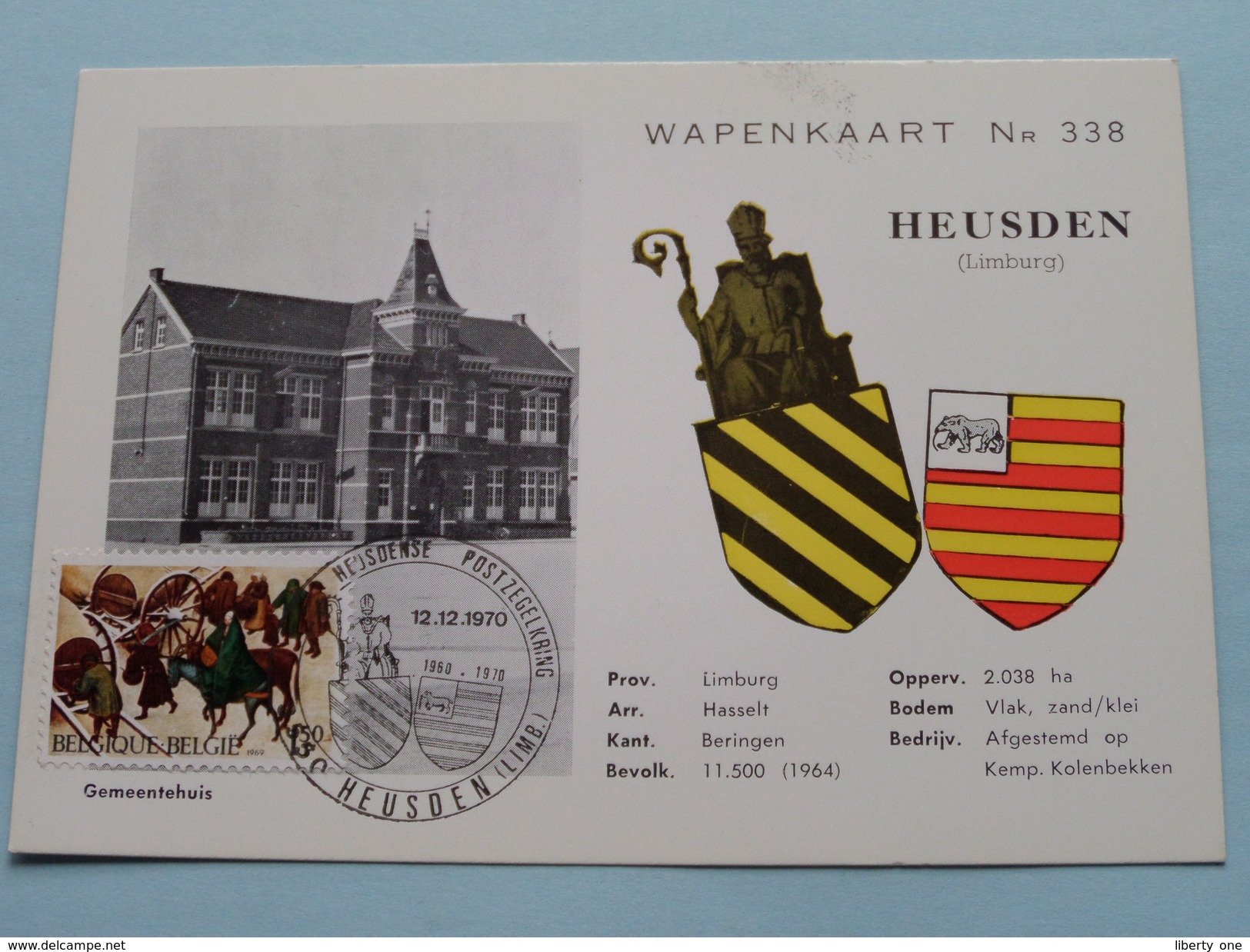 WAPENKAART N° 338 Gemeentehuis - Anno 12-12-1970 Postzegelkring ( Zie Foto´s Voor Detail ) ! - Heusden-Zolder