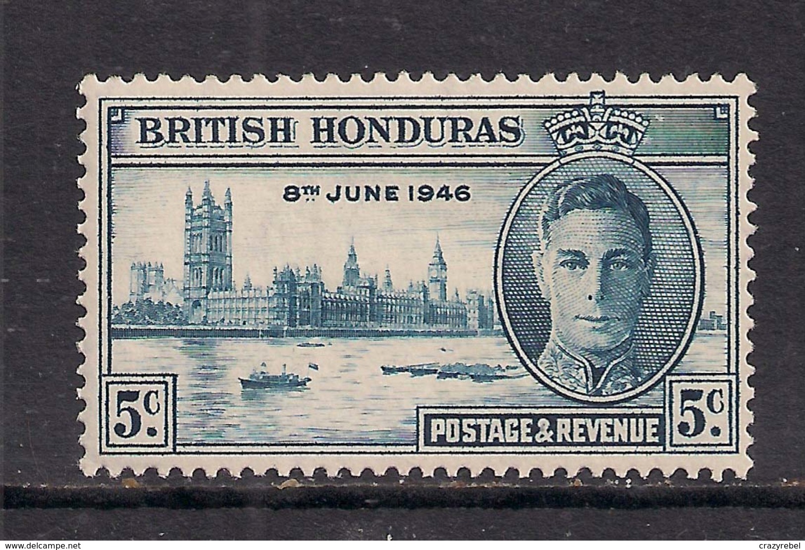 British Honduras 1946 KGV1 5ct Blue Victory MM SG 163 ( A957 ) - British Honduras (...-1970)