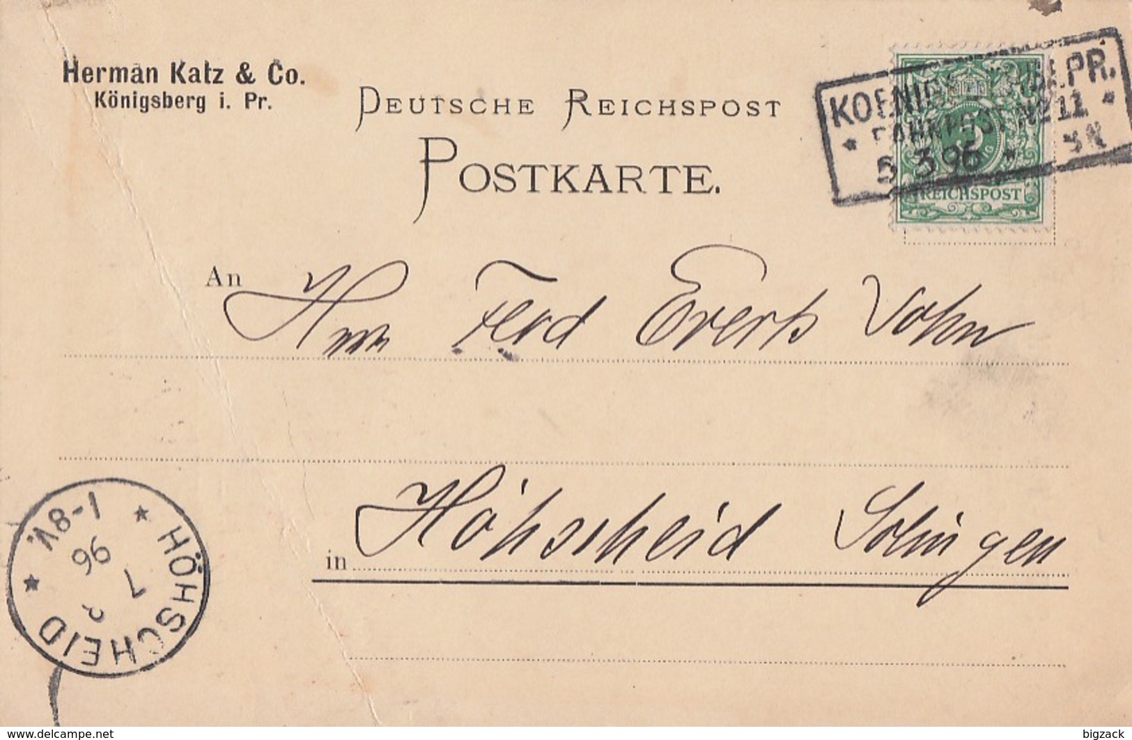 DR Firmenkarte EF Minr.56 R3 Königsberg Bahnpost Nr.11 5.3.96 - Briefe U. Dokumente