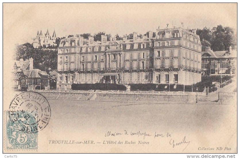 Trouville Sur Mer 14 - Hôtel Des Roches Noires - Précurseur Timbre Taxe 1903 - Trouville