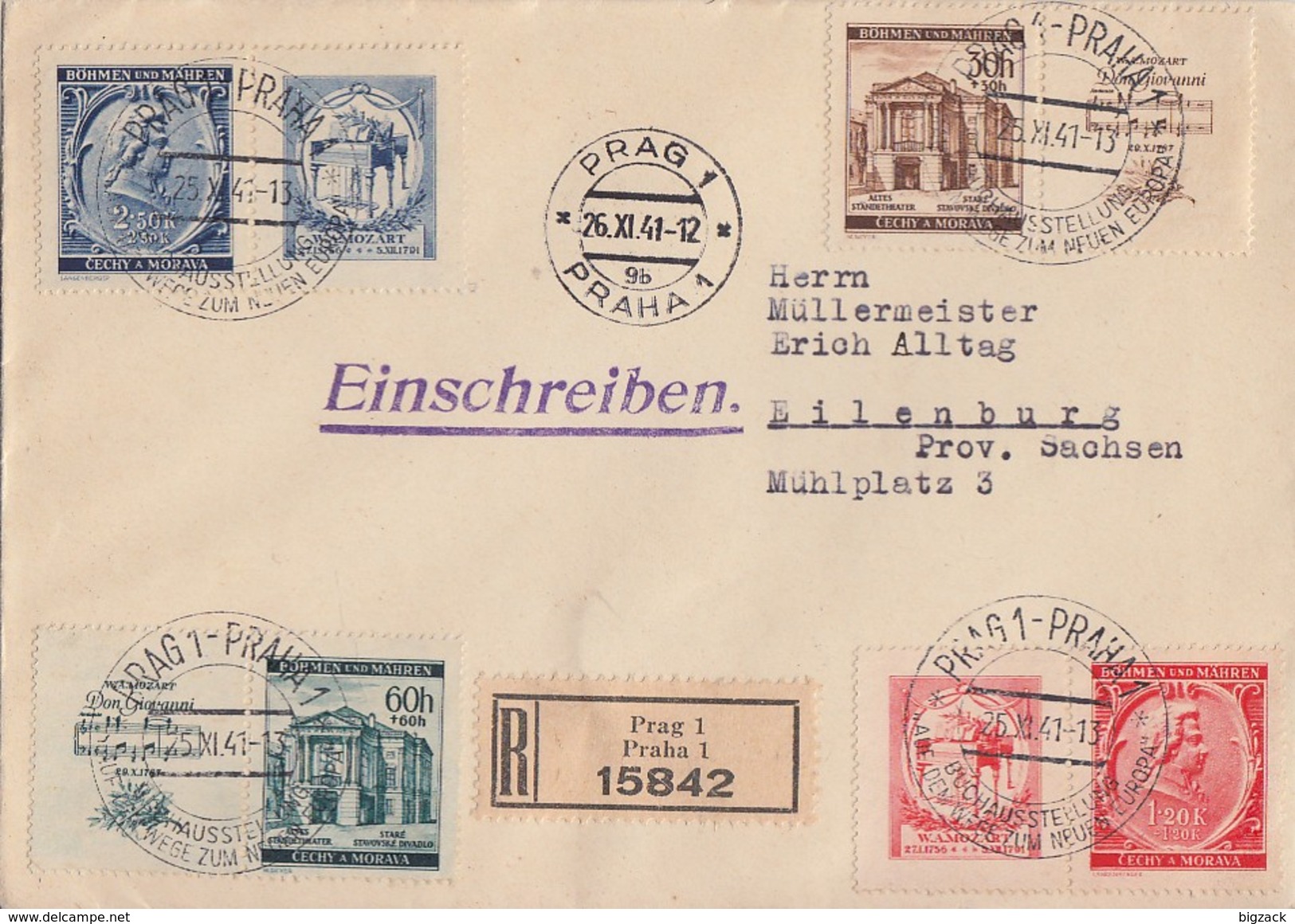 Böhmen Und Mähren R-Brief Mif Minr.79-82 Mit Zf Prag 26.11.41 - Briefe U. Dokumente