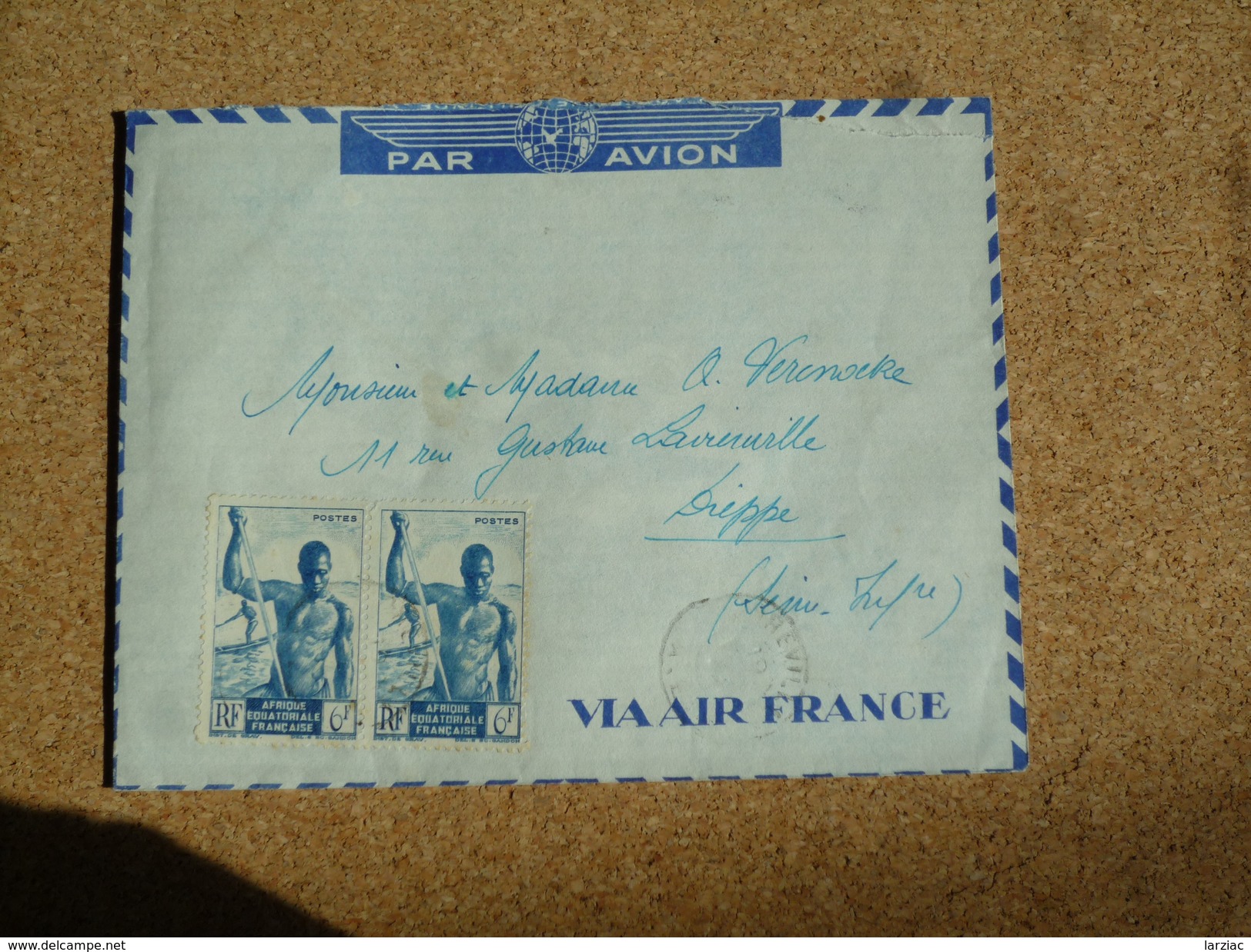 Enveloppe Affranchie A.E.F Pour Dieppe Oblitération Libreville - Cartas & Documentos