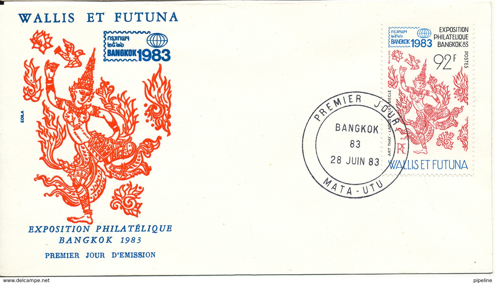 Wallis Et Futuna FDC 28-6 1983 Bangkok Exhibition 1983 With Cachet - FDC