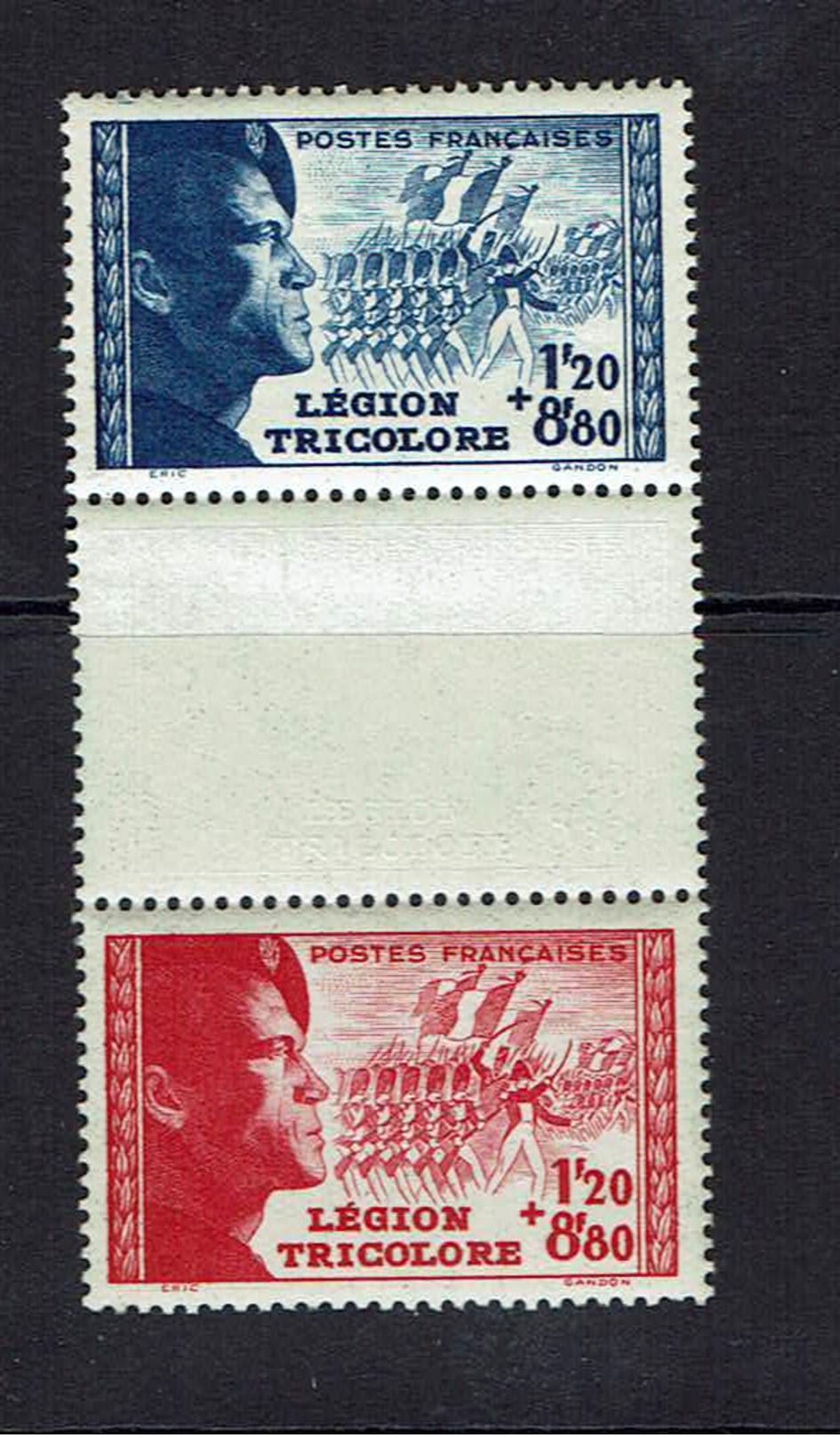 FRANCE...1943...MNH...pair With Label...Scott $22.50 - Unused Stamps