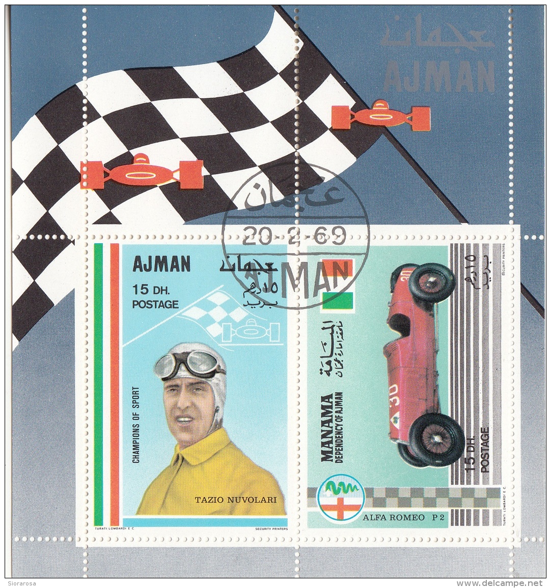 Bf. Ajman 1969 Cars Racing Auto Piloti  T. Nuvolari Alfa Romeo P2 Manama Automobilismo - Altri & Non Classificati