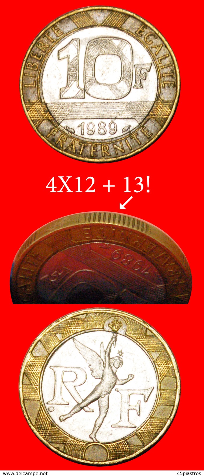 § 4*12+13: FRANCE &#x2605; 10 FRANCS 1989 RARE! LOW START&#x2605; NO RESERVE! - Abarten Und Kuriositäten