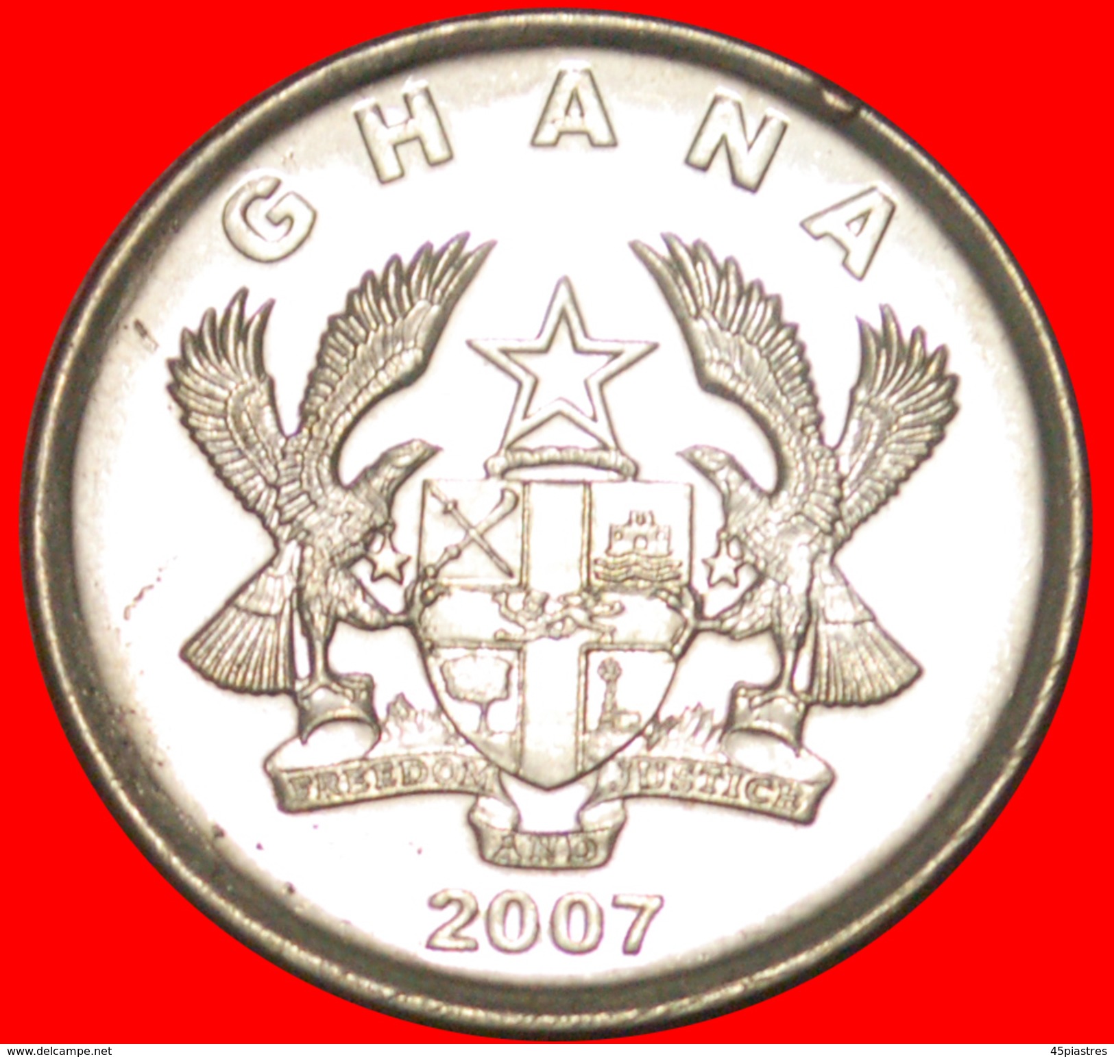 * COCOA: GHANA ★ 20 PESEWAS 2007 MINT LUSTRE! LOW START&#x2605; NO RESERVE! - Ghana
