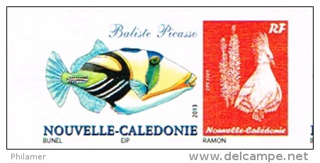 Nouvelle Caledonie Timbre Personnalise Prive Dessin Bunel Poisson Baliste Picasso Cagou Ramon 2014 Neuf Unc - Nuovi