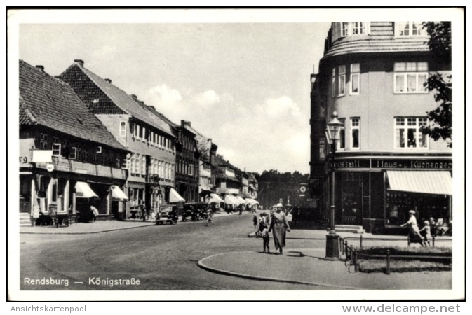 Cp Rendsburg In Schleswig Holstein, Königstraße, Haus Und Küchengeräte - Autres & Non Classés