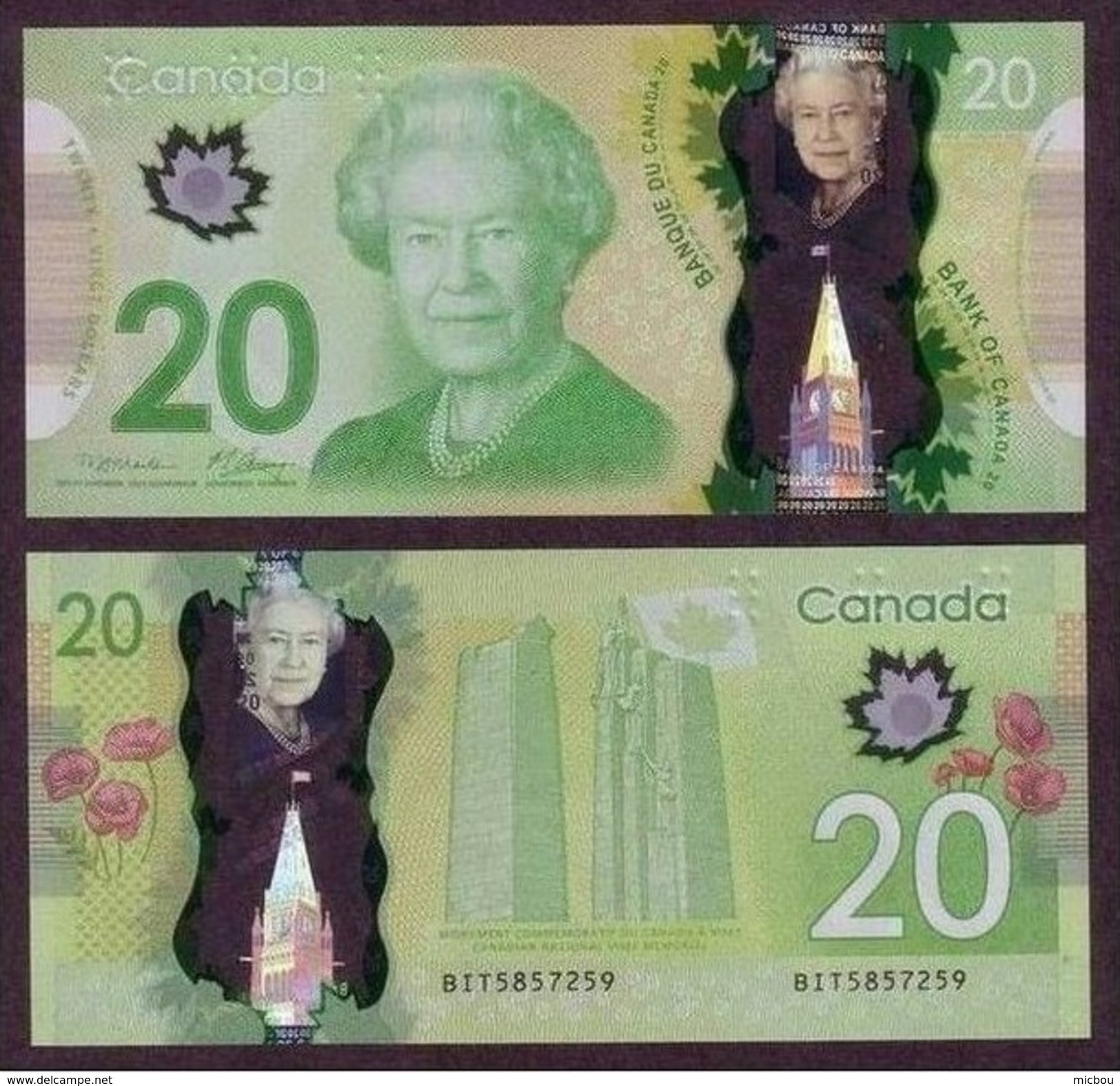 Canada, 2012, UNCL, Nouveau 20$ En Polymère, New Polymer 20$, Vimy - Canada