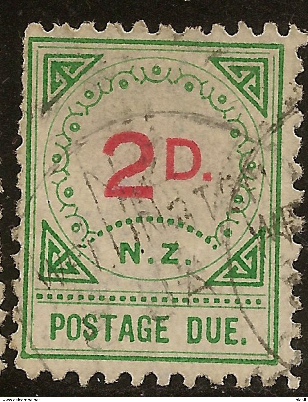 NZ 1899 2d Postage Due Large D SG D11 U #ZS752 - Timbres-taxe