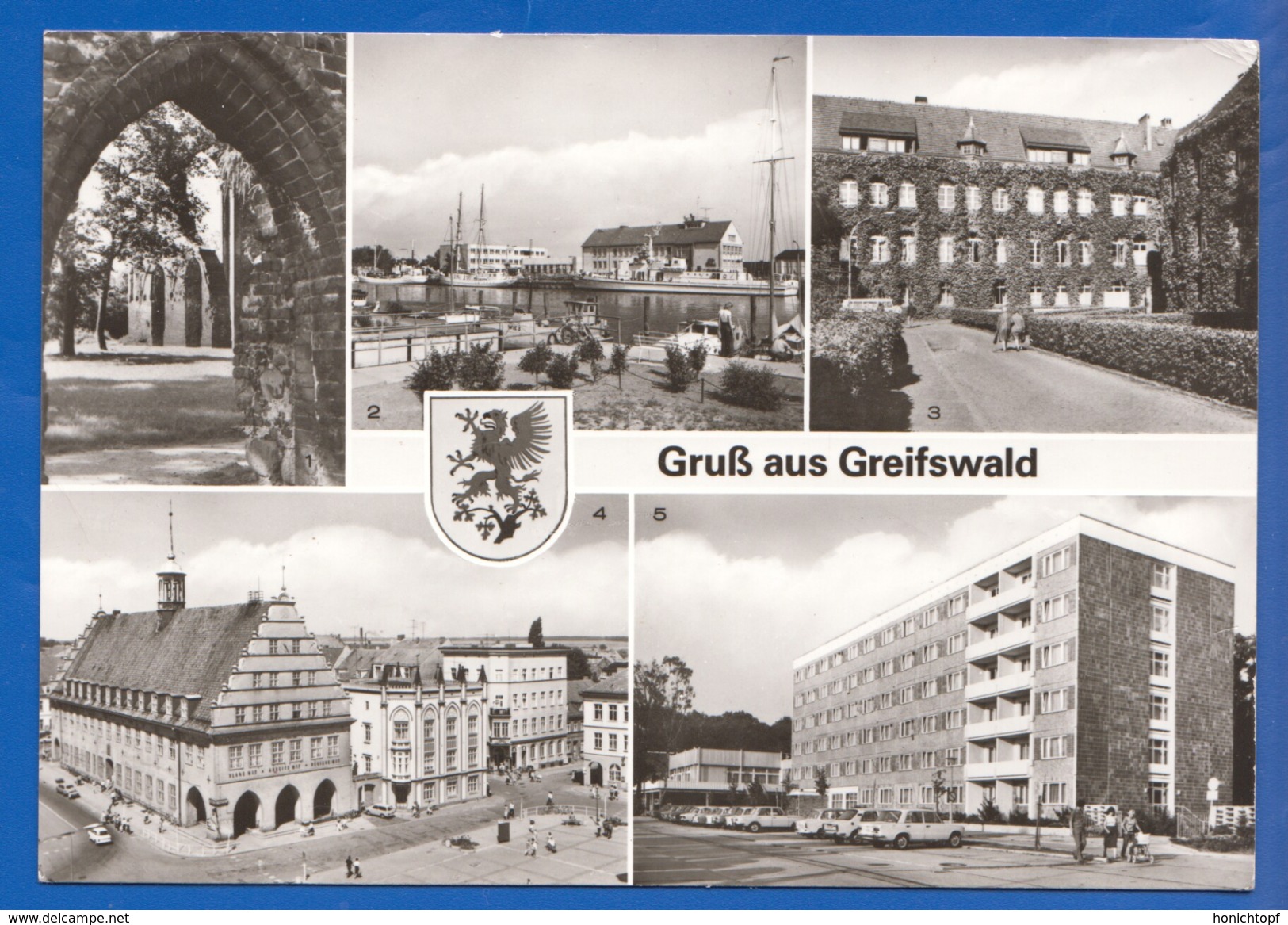 Deutschland; Greifswald; Multibildkarte Mit Eldena; Hafen Und Hotel Boodenhus - Greifswald