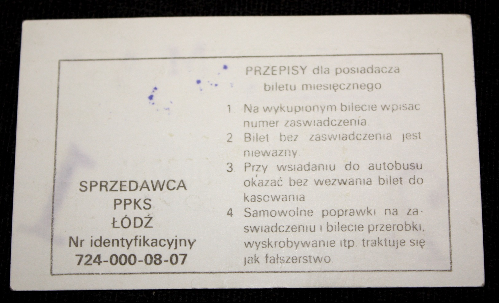Bus Monthly Ticket - POLAND, Lodz City - May1996 - Europa