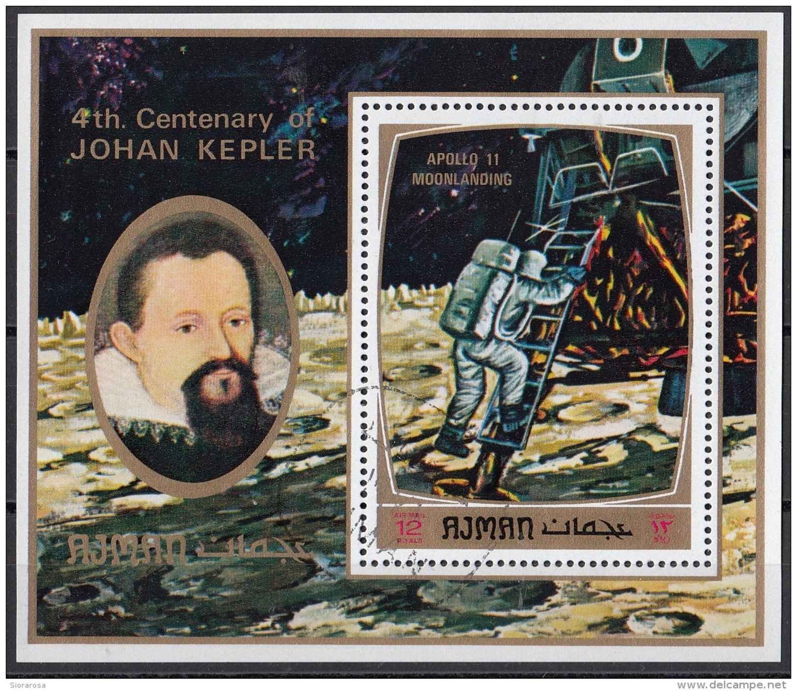 Bf. 297A Ajman 1971 Johan Kepler Apollo 11 Moonlanding Keplero Nuovo Preoblit. - United Arab Emirates (General)