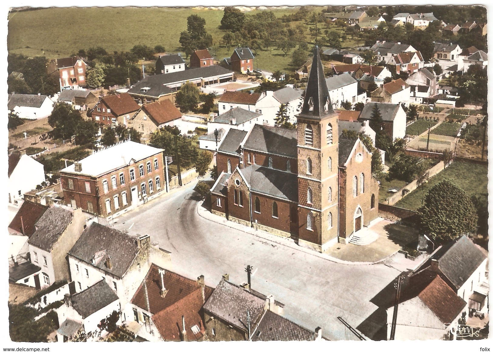 Marbaix-la-Tour - Le Centre Avec L'Eglise - Vue Aérienne - Photo Véritable - Ham-sur-Heure-Nalinnes