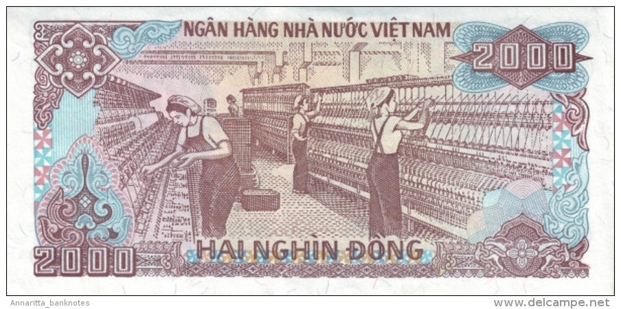 VIETNAM 2000 DONG 1988 (1989) P-107 UNC SMALL SERIAL # [ VN335a ] - Viêt-Nam