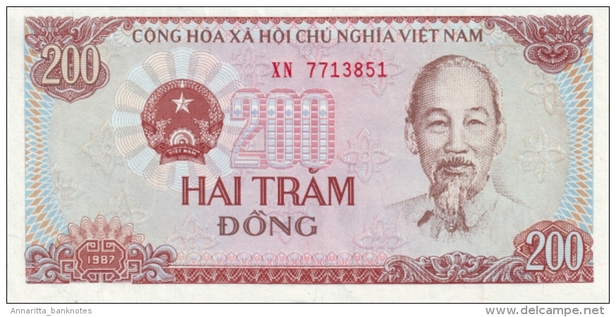 Vietnam 200 Đồng 1987, Small S/N UNC, P-100a, VN B328a - Viêt-Nam