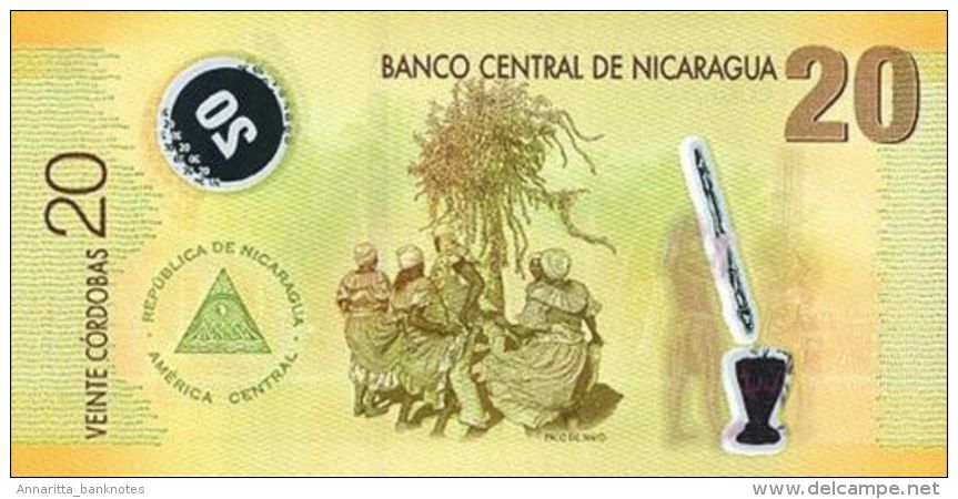 NICARAGUA 20 CORDOBAS 2012 P-202b UNC WHITE "20" IN WINDOW [NI498b] - Nicaragua