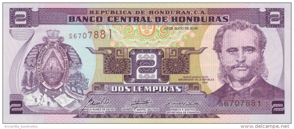 HONDURAS 2 LEMPIRAS 2006 P-80Af UNC  [ HN80Af ] - Honduras