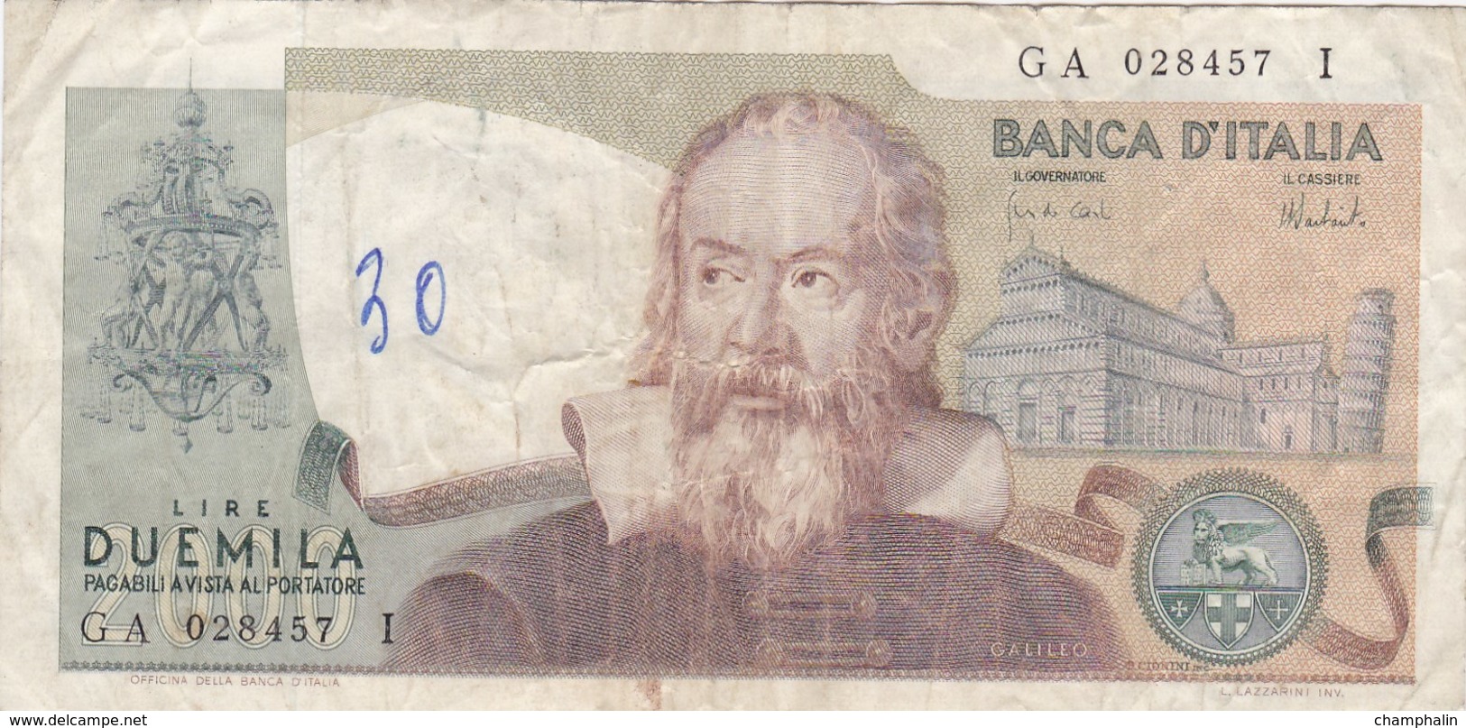 Italie - Billet De 2000 Lire - Galileo - 8 Octobre 1973 - 2000 Lire