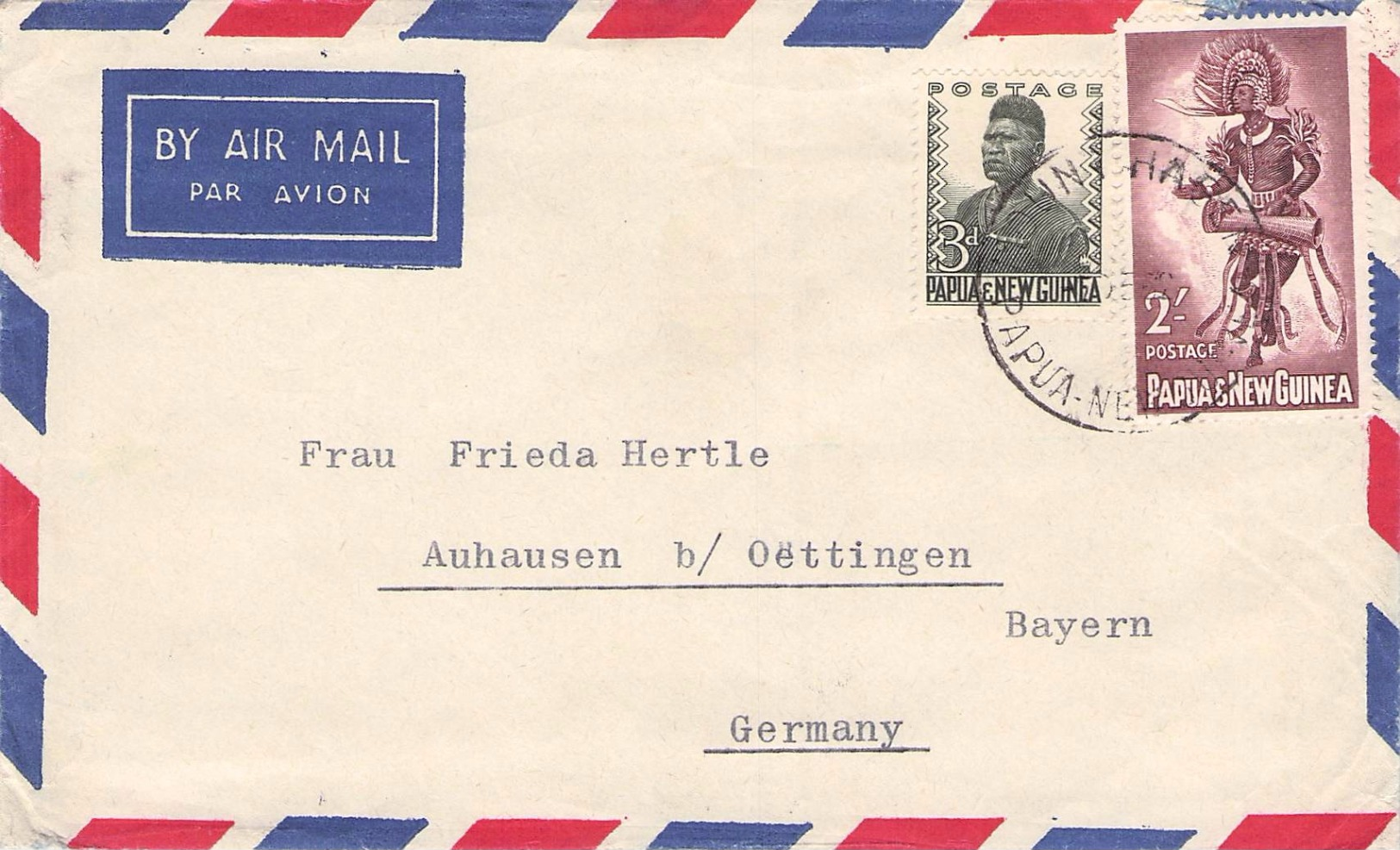 PAPUA & NEW GUINEA - AIR MAIL LETTER 1952 -> AUHAUSEN/GERMANY - Papua New Guinea