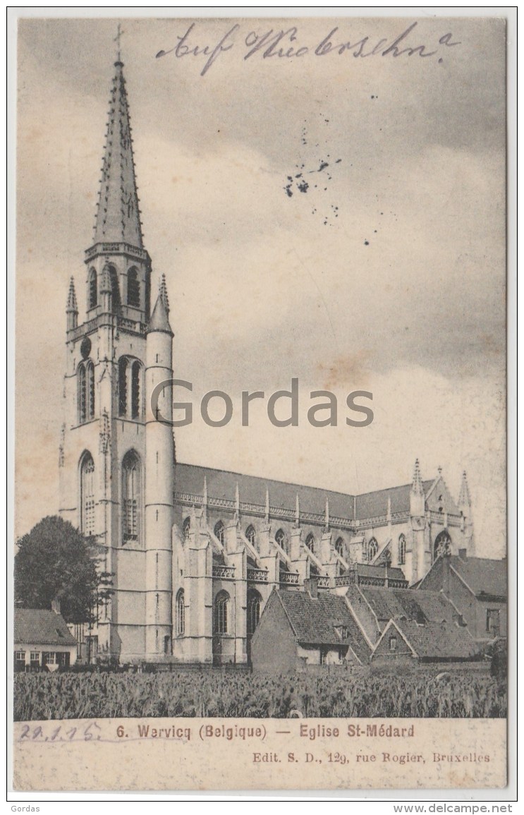 Belgium - Wervik - Eglise St. Medard - WW1 - Feldpost - Wervik