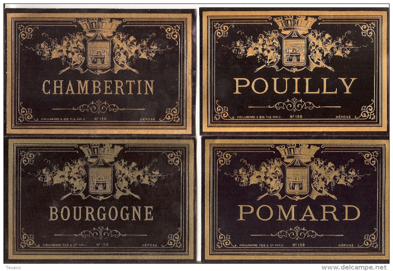 Lot De 18 Etiquettes Trés Anciennes De Vin BOURGOGNE - Imprimeur Vieillemard - Fin XIXéme RARE ! - Collections, Lots & Séries