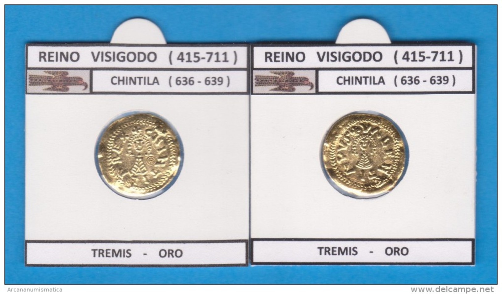 REINO VISIGODO  CHINTILA (636-639)  TREMIS   -   ORO    SC/UNC  Réplica   DL-11.388 - Andere & Zonder Classificatie