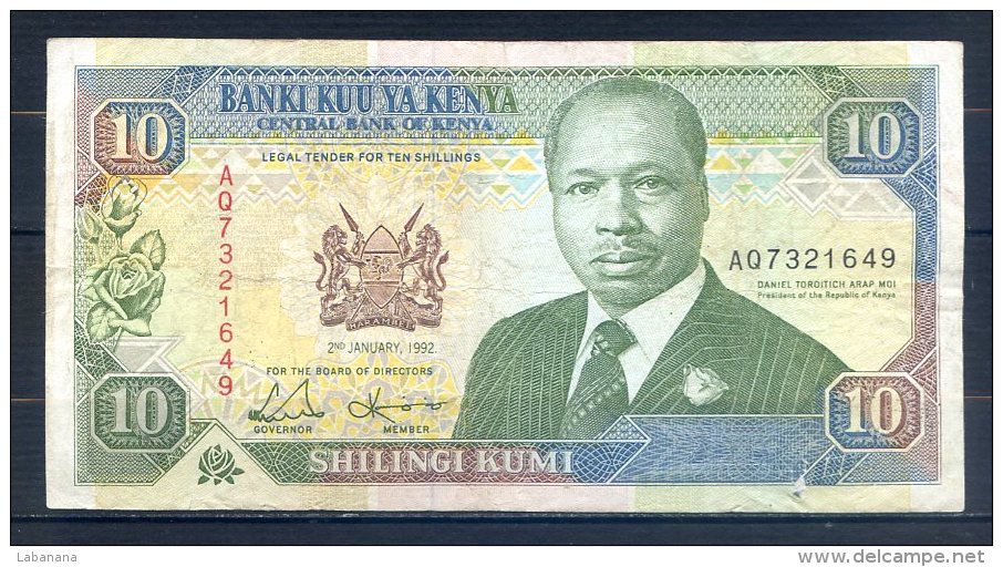506-Kenya Billet De 10 Shillings 1992 AQ732 - Kenya