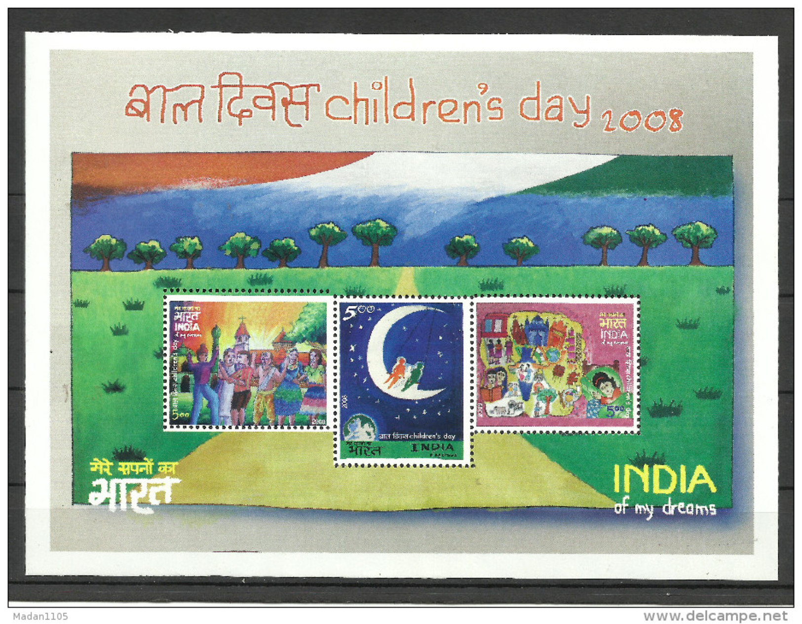 INDIA, 2008, National Children´s Day, "India Of My Dreams", Set 3 V, Miniature Sheet,  MNH, (**) - Nuovi