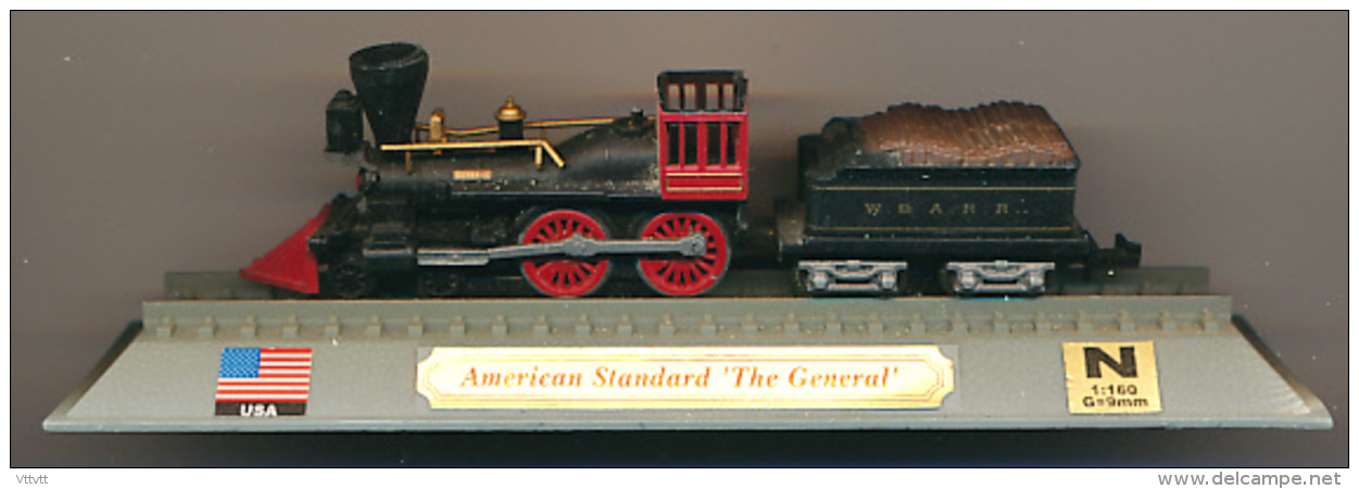 Locomotive : American , Standart "The General", DelPrado, Echelle N 1/160, G = 9 Mm, USA, Etats-Unis - Locomotives