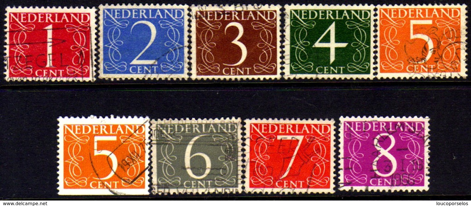 06990 Holanda 457/58 + 460 + 610/12a + 611b Numerais U - Used Stamps