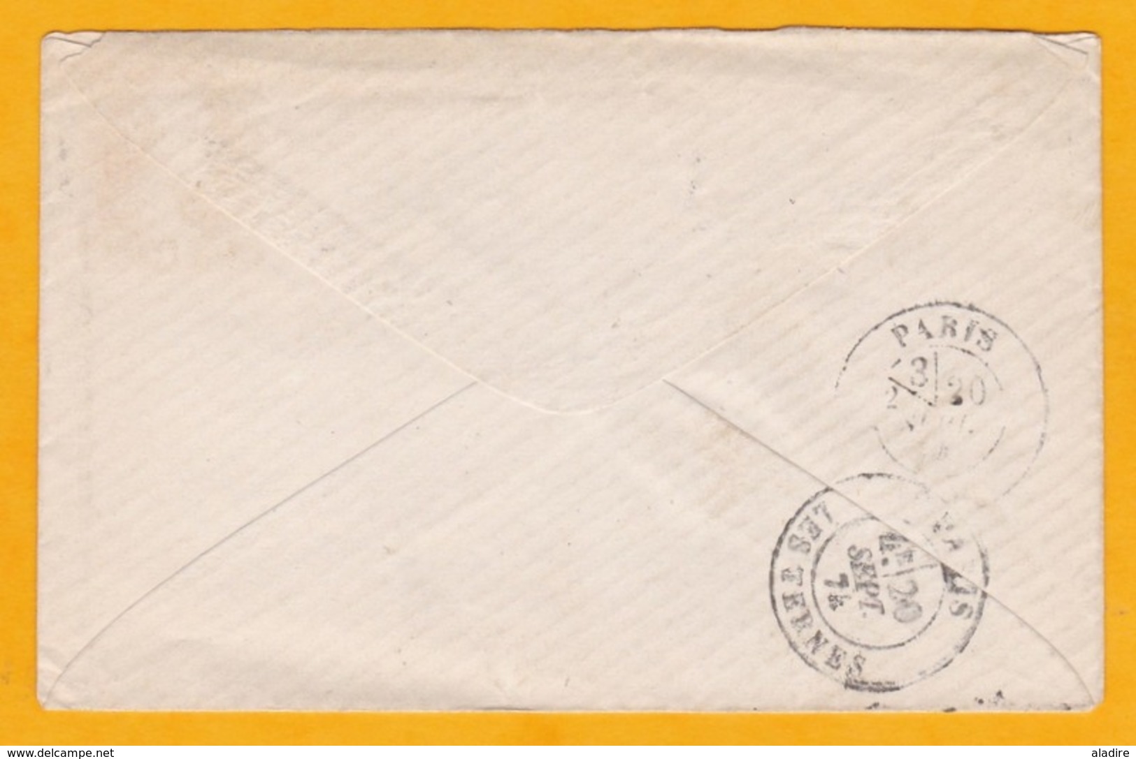 1874 -- YT 59 - 15 C Bistre Sur Enveloppe  Sans Correspondance De Paris - En Ville  &#x200B;-  Cad Transit Et Arrivée - 1871-1875 Ceres