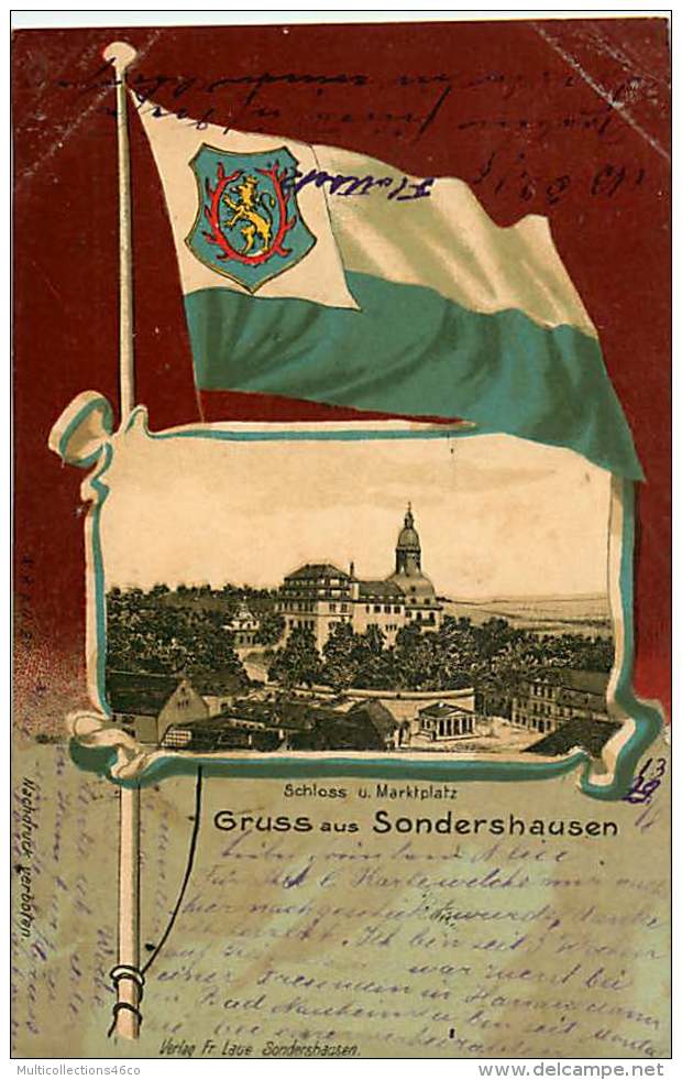 ALLEMAGNE 070517A - SONDERSHAUSEN - Schloss U Marktplatz - Drapeau 1902 - Sondershausen