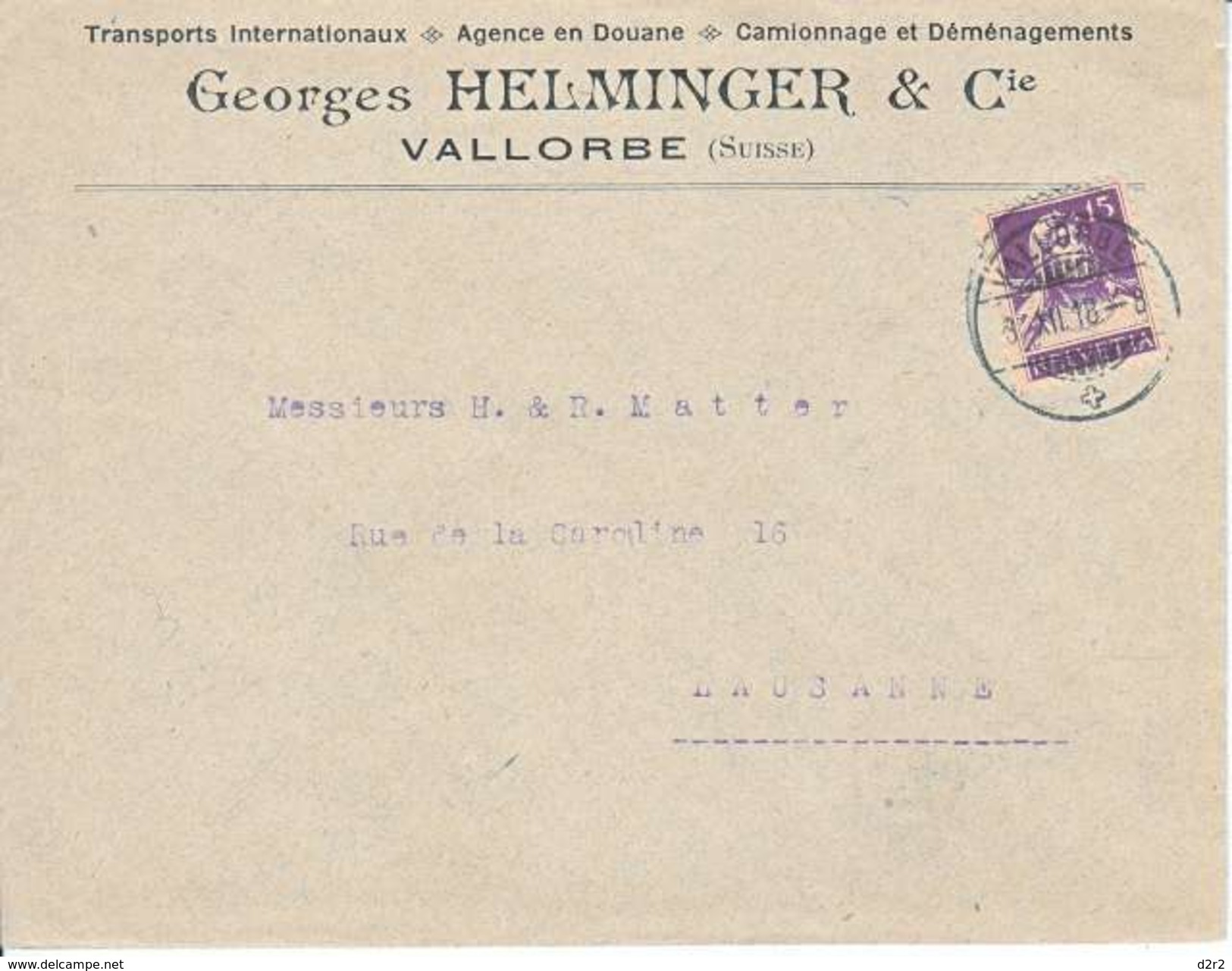 NUM 128 SUR LETTRE  - LOGO PRIVE - GEORGES HELMINGER & CIE - TRANSPORTS INTERNATIONAUX - AGENCE DE DOUANE - 1918 - Storia Postale