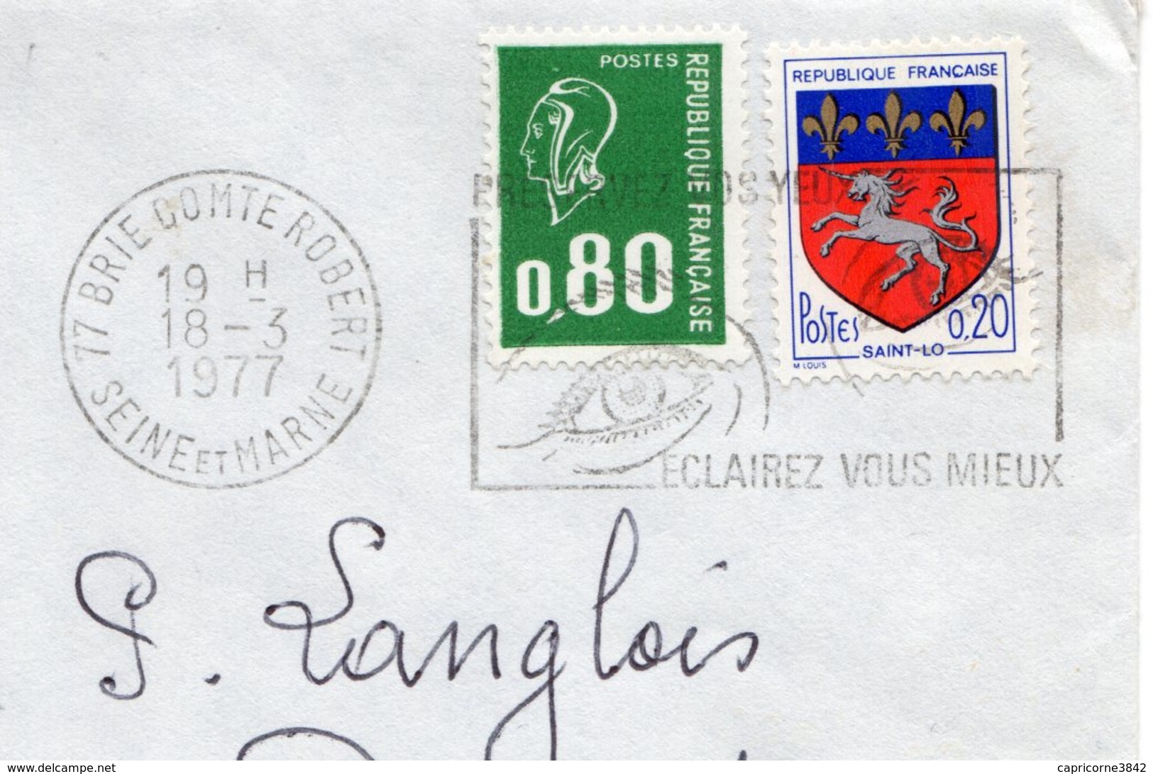 1977 - Lettre Pour Neuilly - Tp 0,80 Bequet (n°1891) + St Lo (1510c) - 1971-1976 Maríanne De Béquet